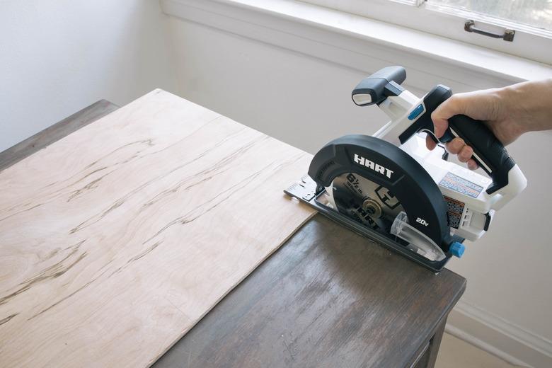 Circular saw cutting wood