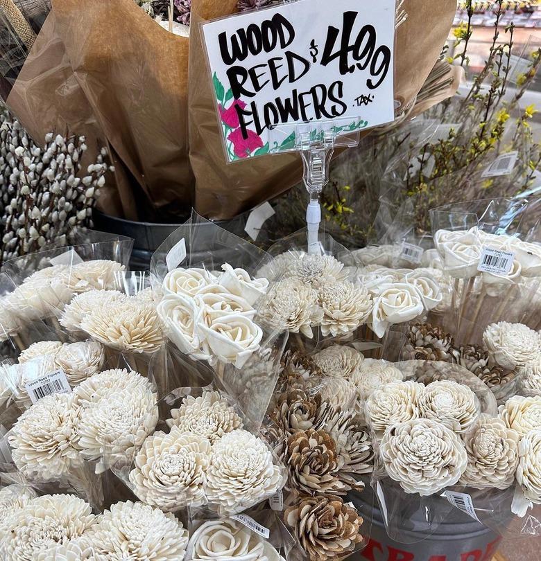 trader joe's wooden flowers