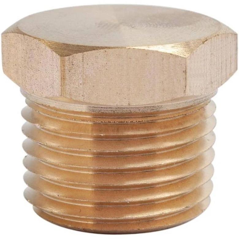 A brass plug fitting