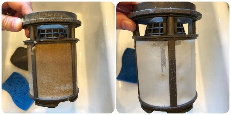 Dishwasher filters before-and-after