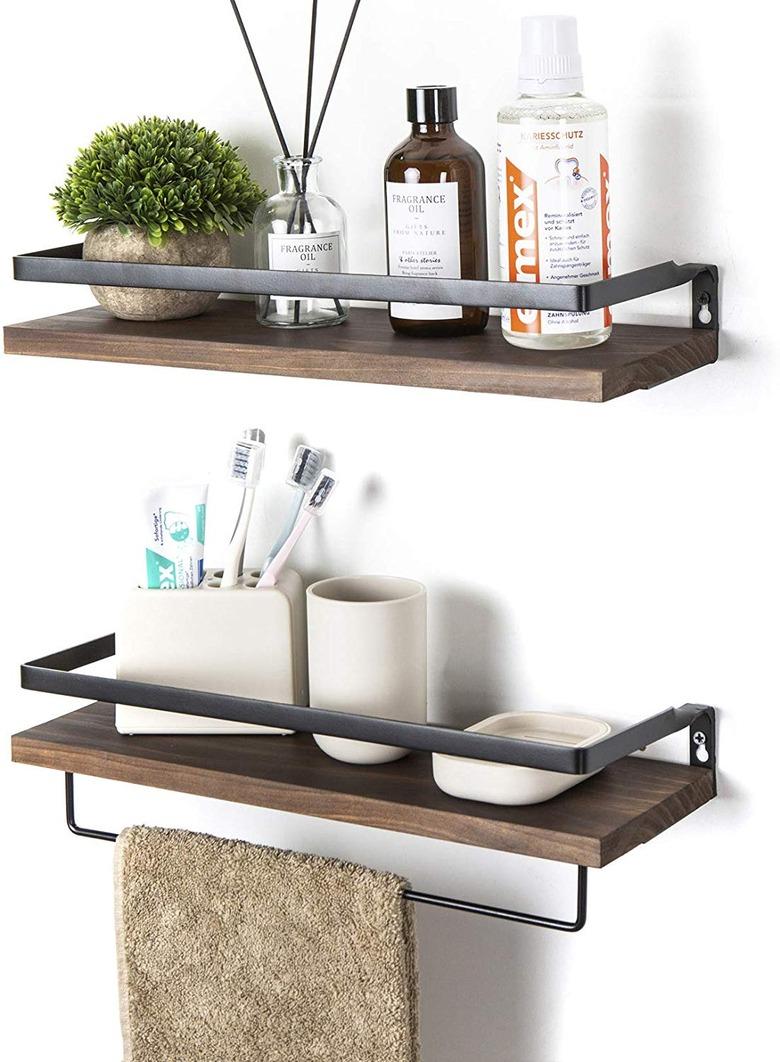 wall mounted bathroom storage shelves