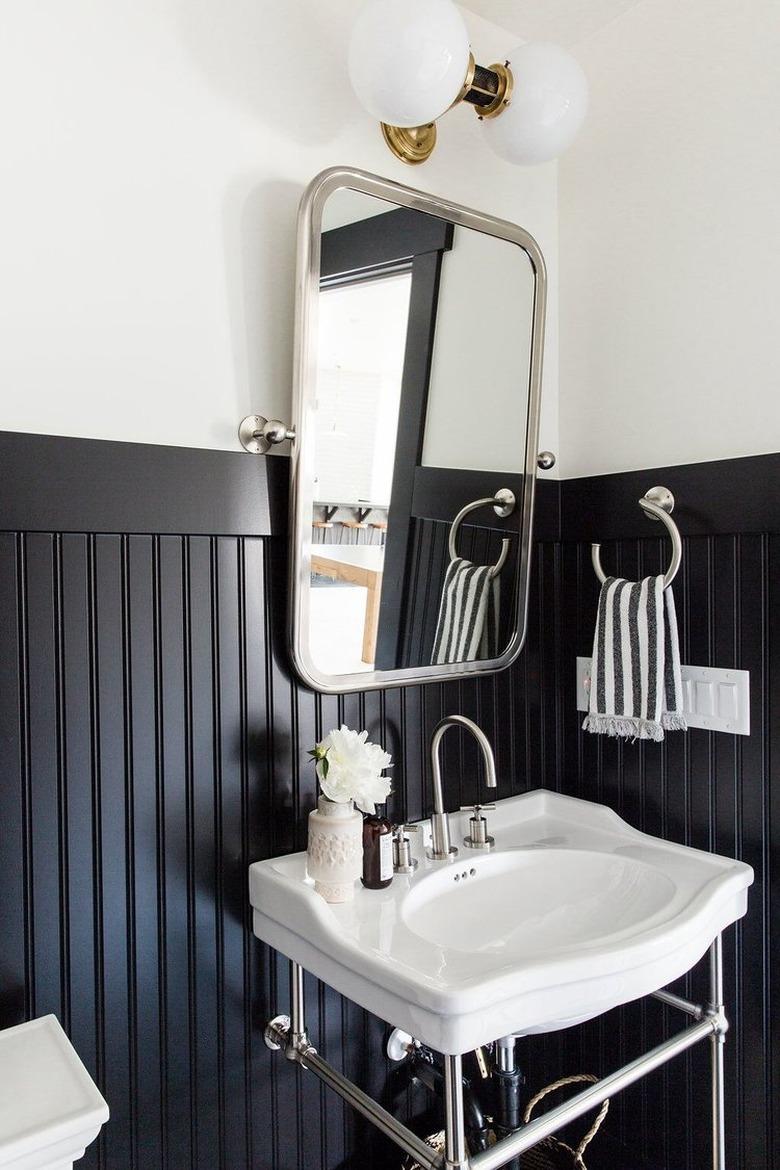 bathroom wainscoting idea with black beadboard