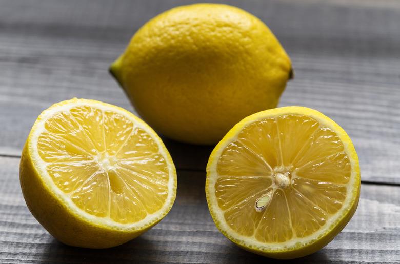 The image of a lemon rich in vitamin C on an insulated table.