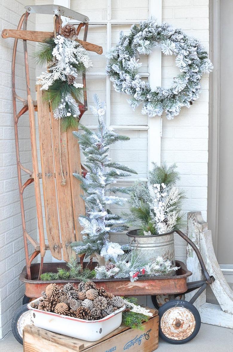 winter farmhouse front porch