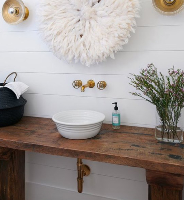 Shiplap and a rustic counter are the perfect pair.