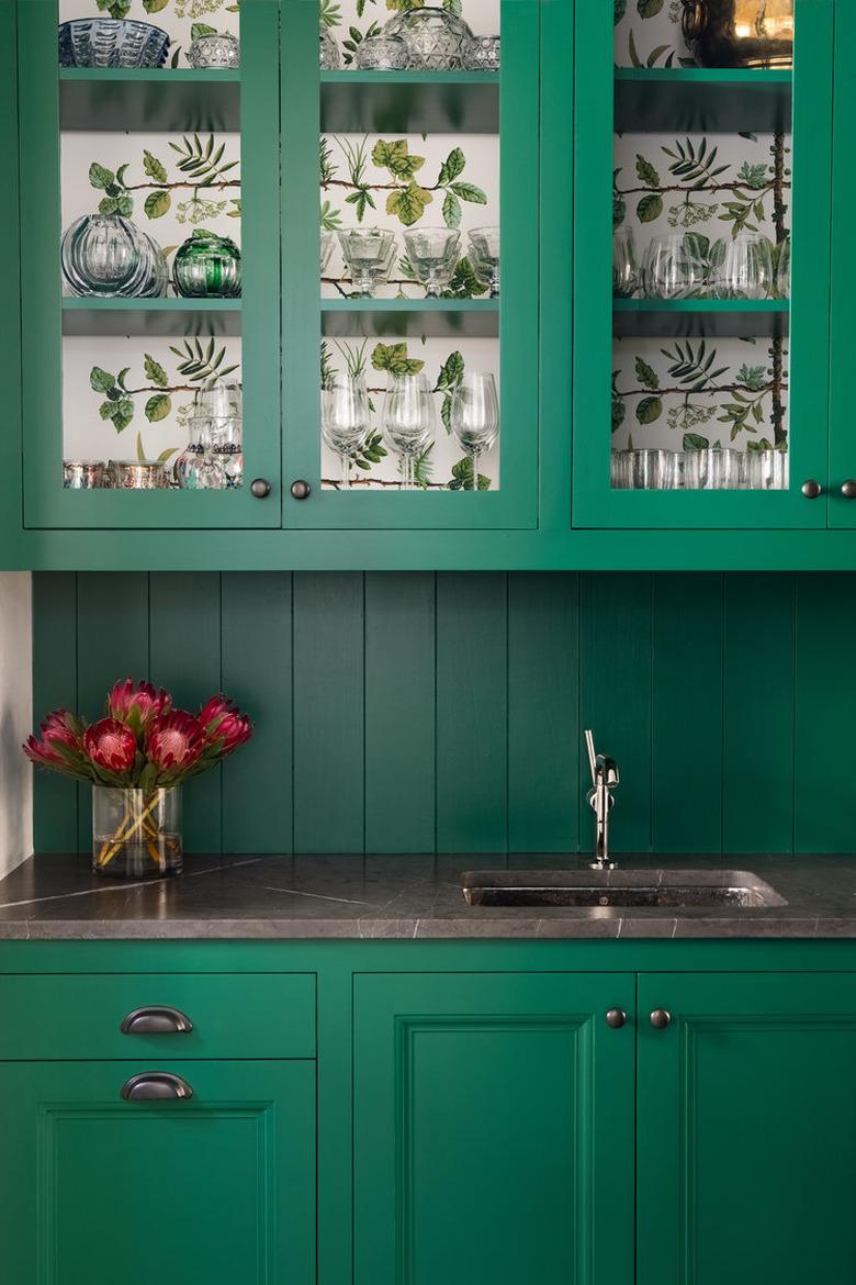 green traditional kitchen cabinet doors