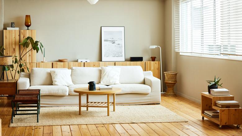 minimalist living room with simple furniture