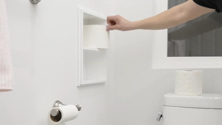 TP storage recessed into wall