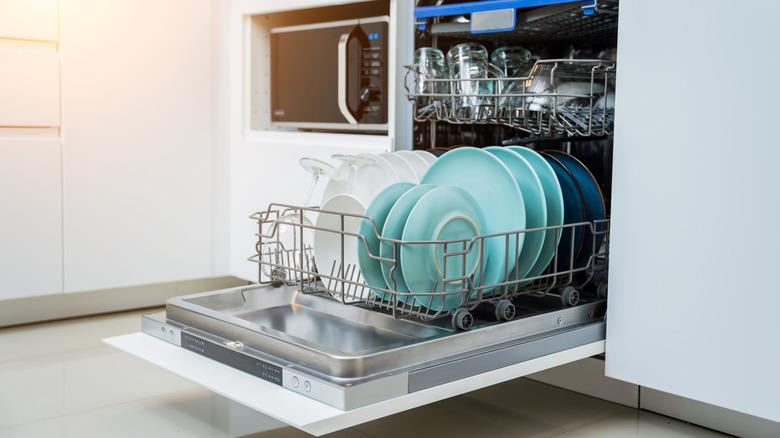 Dishwasher fully loaded with dishes