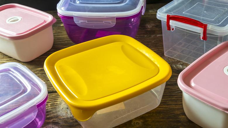 Colorful plastic kitchen storage containers