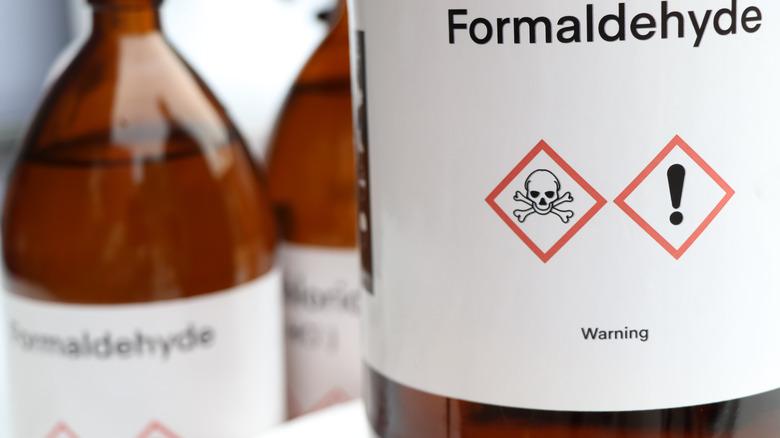 Bottles containing formaldehyde