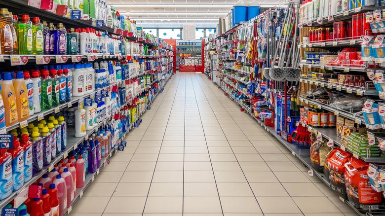 cleaning product aisle in store