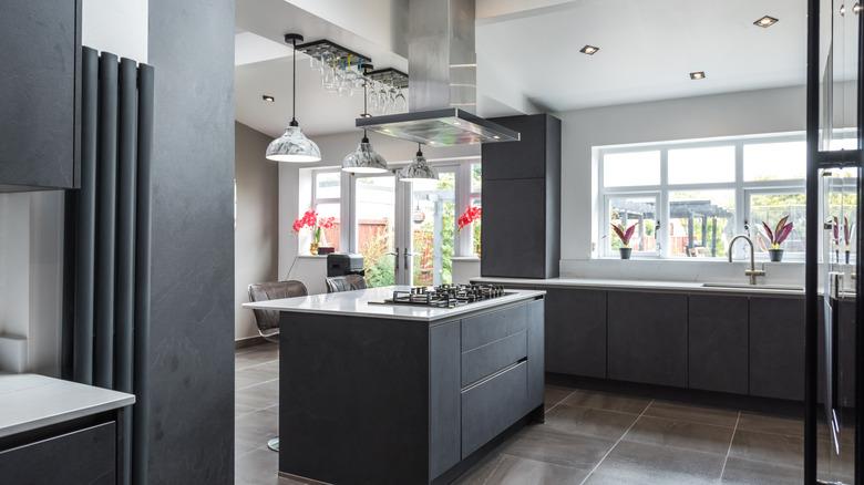 elegant slate gray modern kitchen