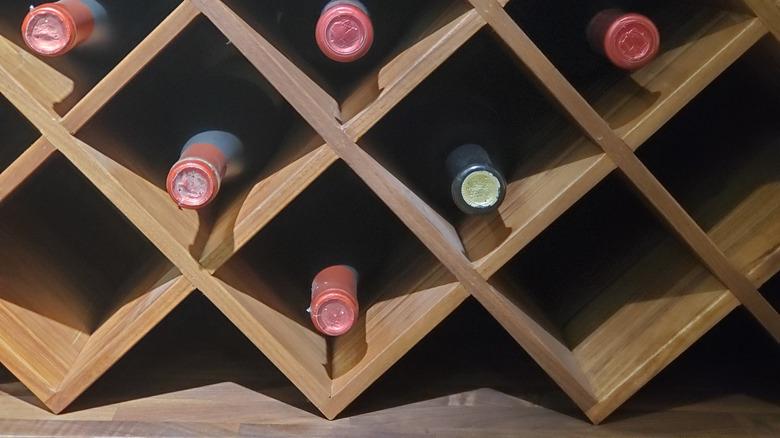 wine rack with red wine