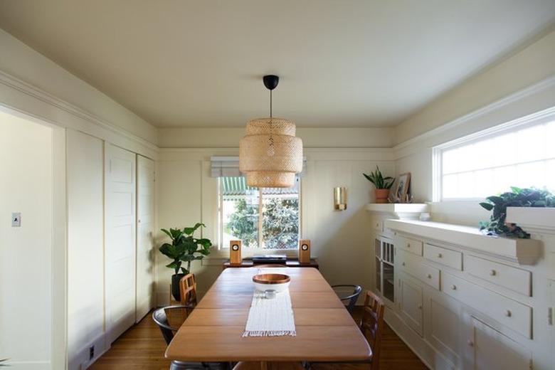 dining room with IKEA pendant lamp