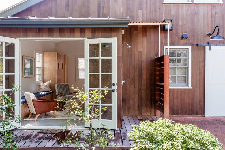 Shot of outdoor shower and patio