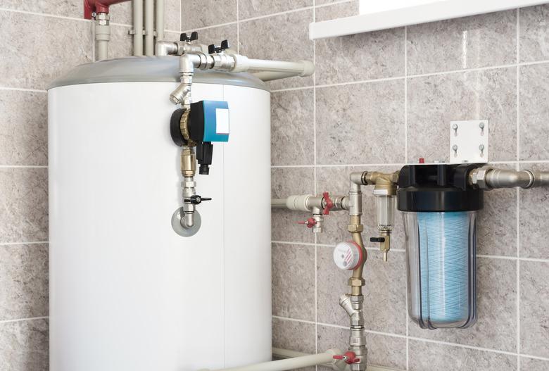 House water heating boiler with pump, ball valves and filters