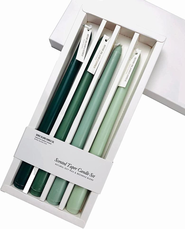 green taper candles