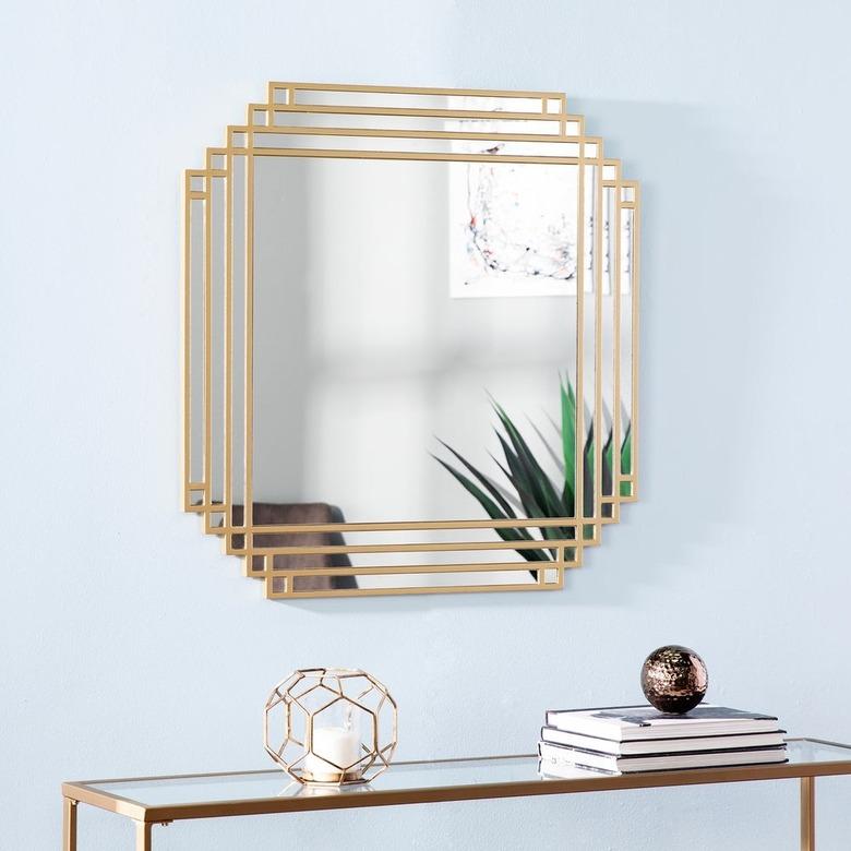 art deco mirror with gold frame