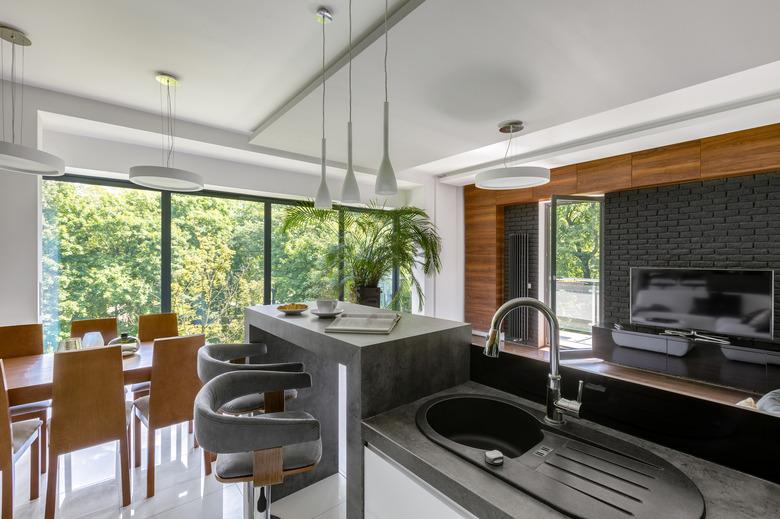 Elegant kitchen with gray countertops