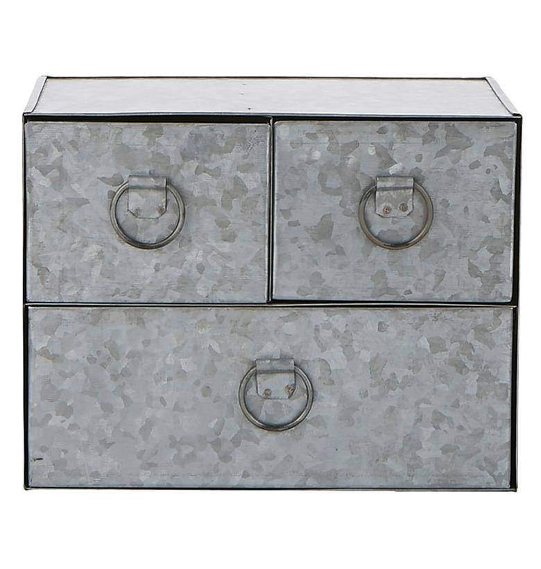 Mini galvanized steel drawers. 3 drawers.