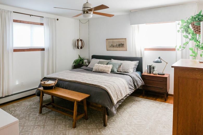 Bedroom with wood furniture