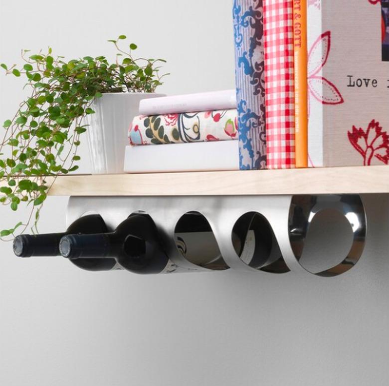 shelf with wine bottle rack underneath