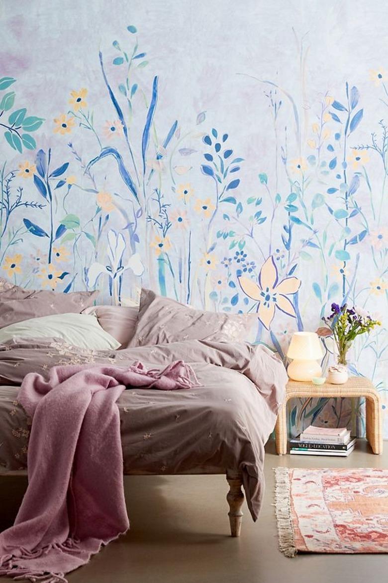 boho floral wall mural