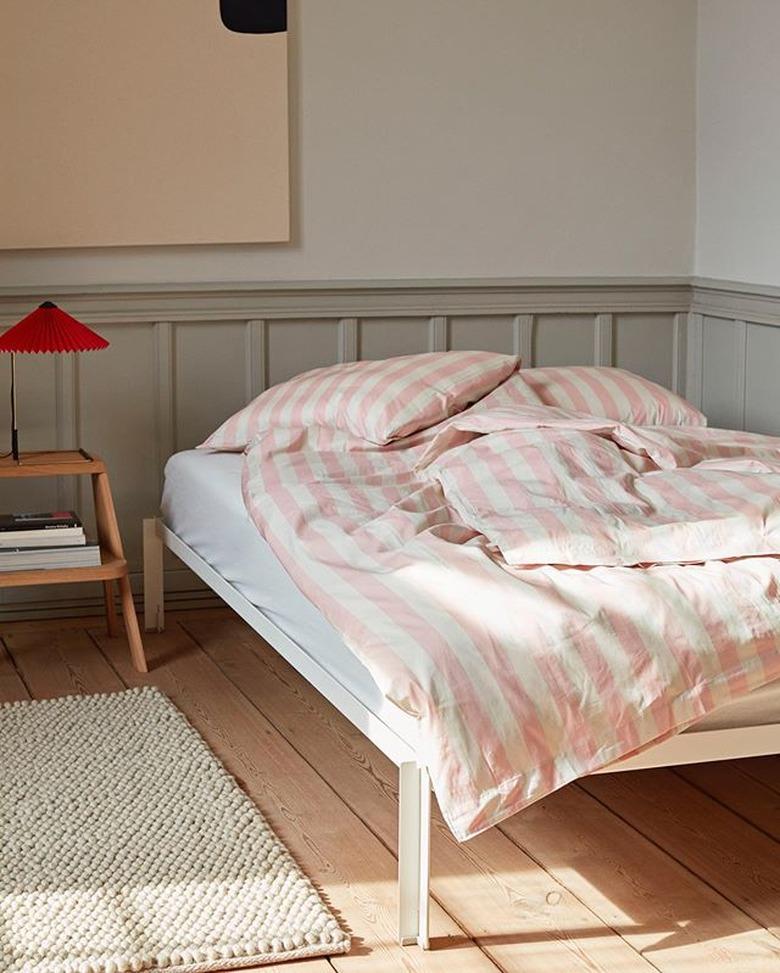 hay stripe duvet cover in pink