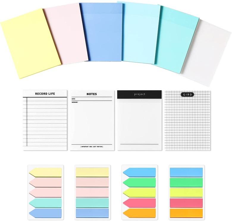 set of transparent sticky notes