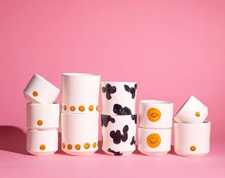 contemporary ceramics with smily faces