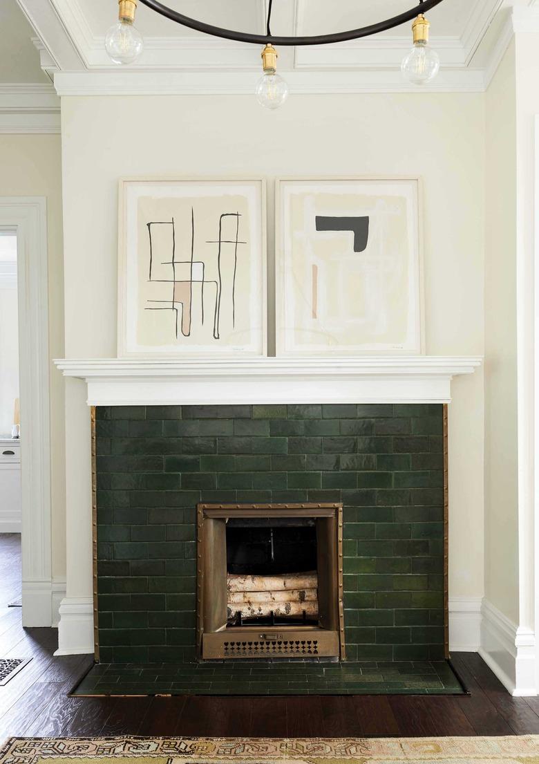 vintage forest green subway tile in craftsman bungalow