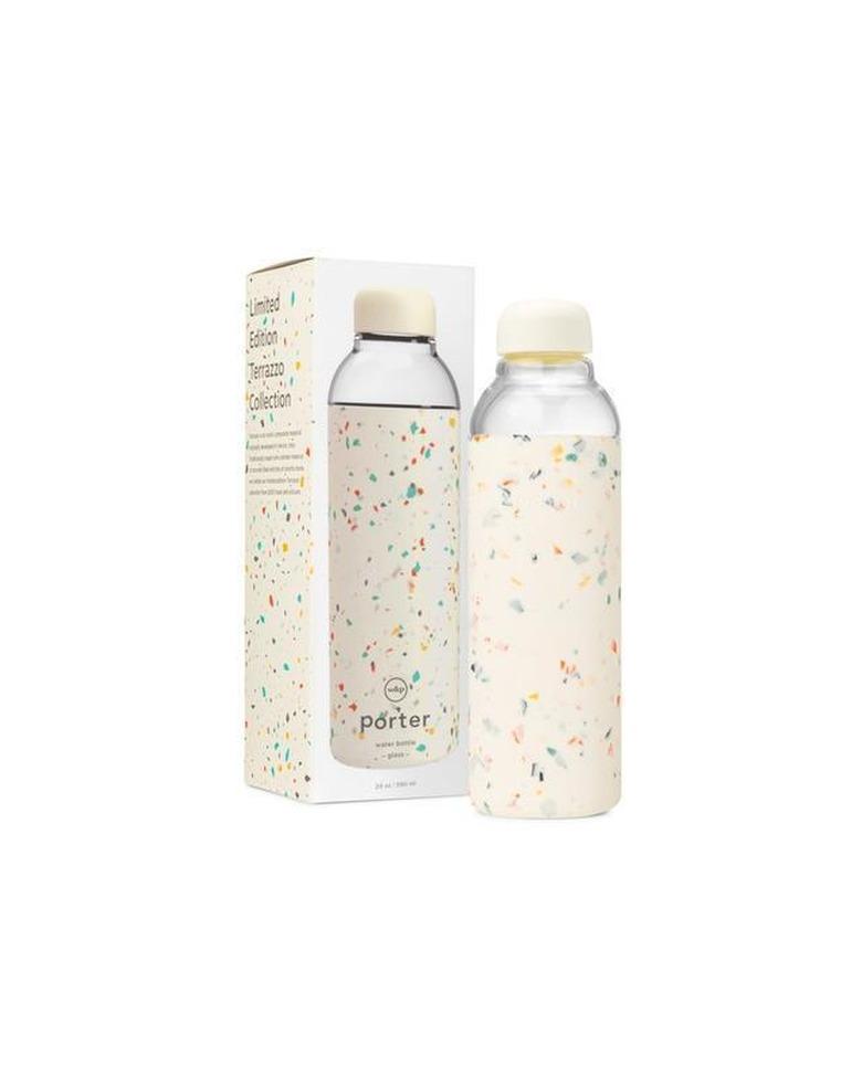 W&P Porter Water Bottle in cream terrazzo