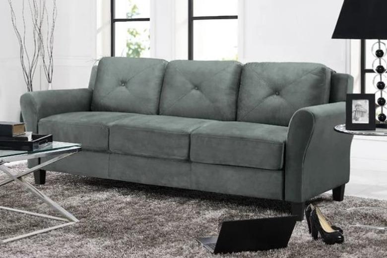 Flared Arm Microfiber/Microsuede Sofa