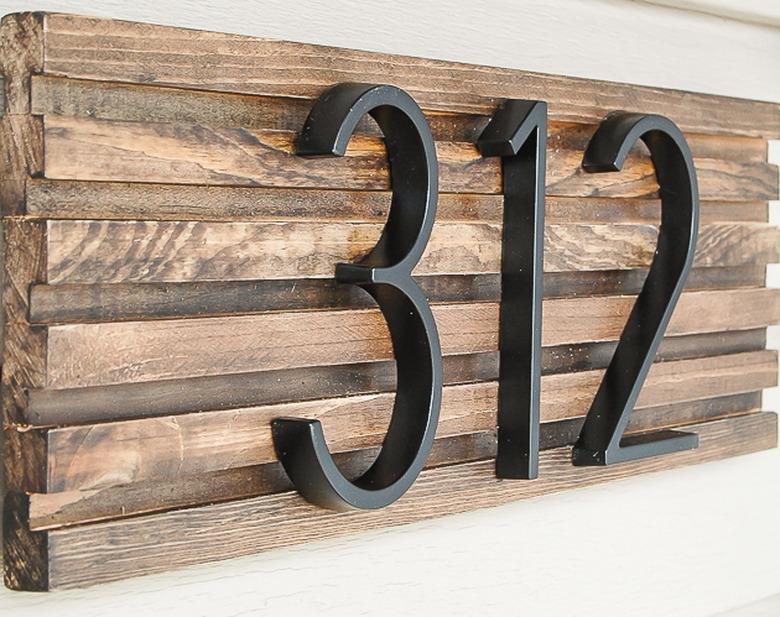 DIY house number sign with textured background