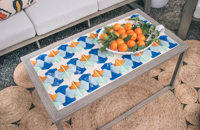 Tile and wood outdoor table