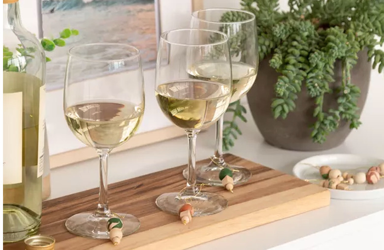 Wine charms on wine glasses