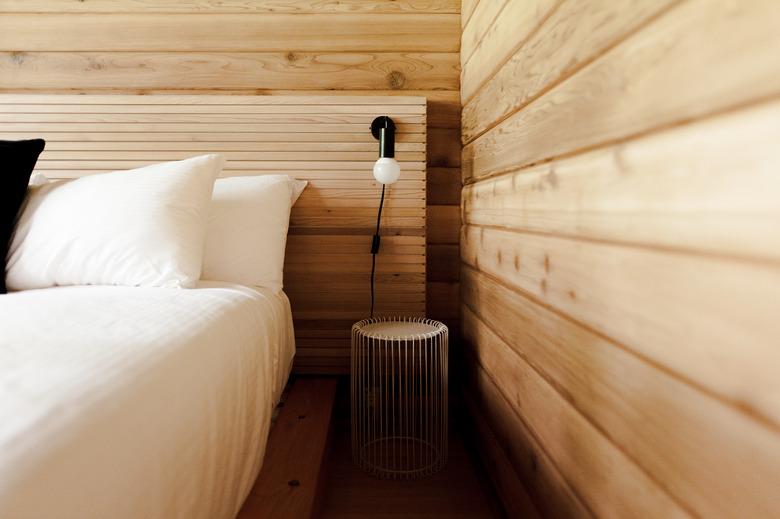 Room with wood walls