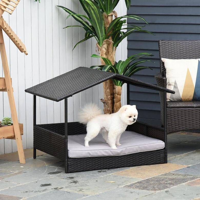 pawhut rattan indoor outdoor dog houses