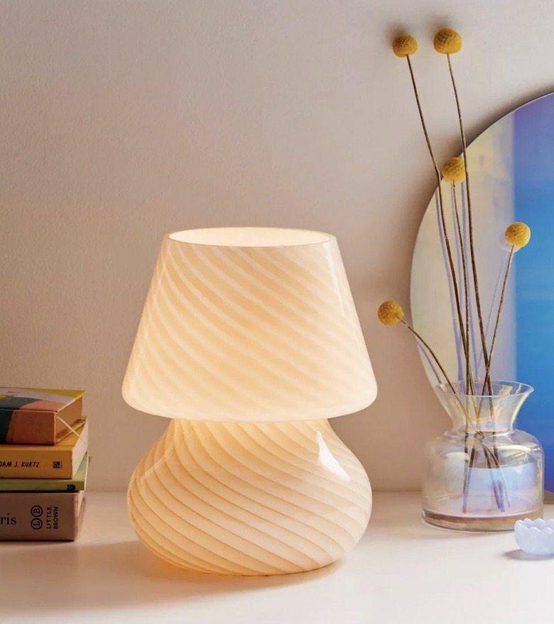 Light colored glass mushroom lamp