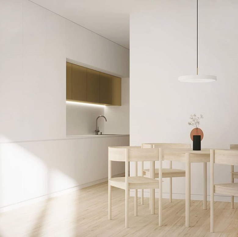 eco-friendly kitchen flooring in minimalist Scandinavian kitchen