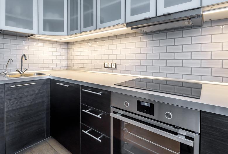 Interior of kitchen with lighting