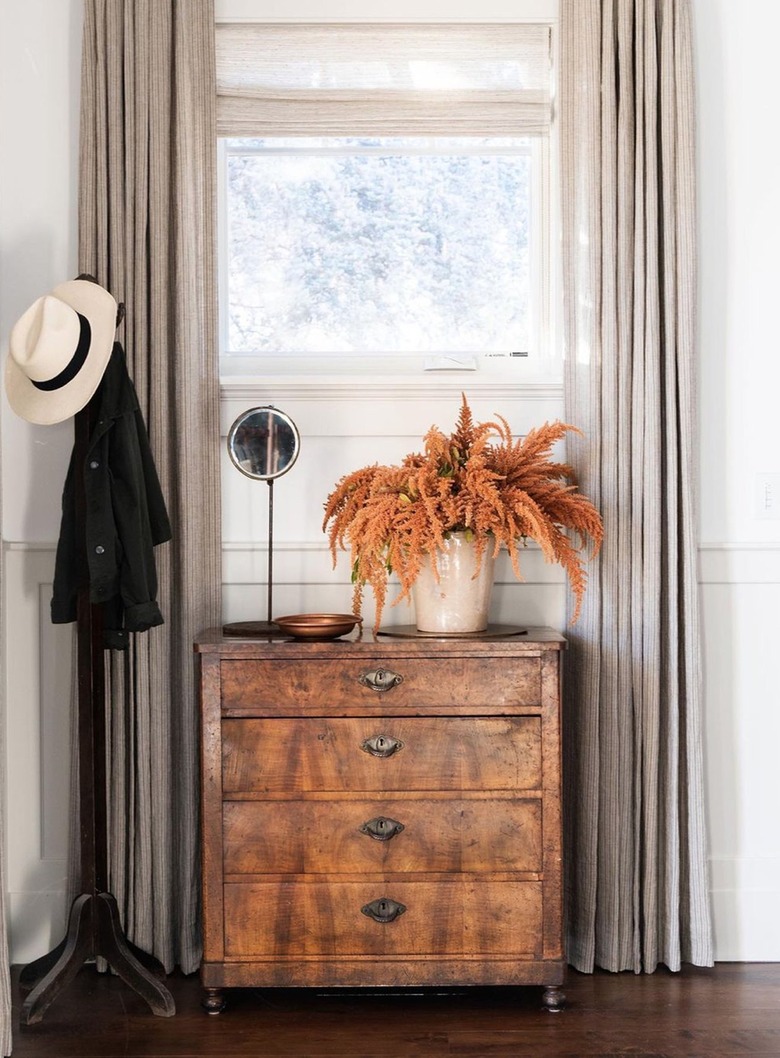 vintage chest with orange flowers