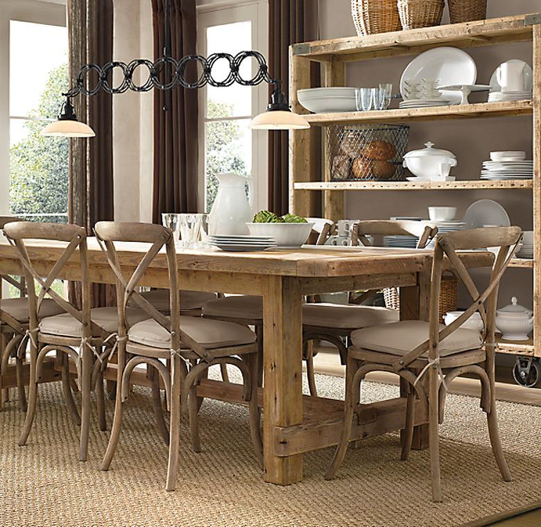 farmhouse table idea with salvaged wood from Restoration Hardware