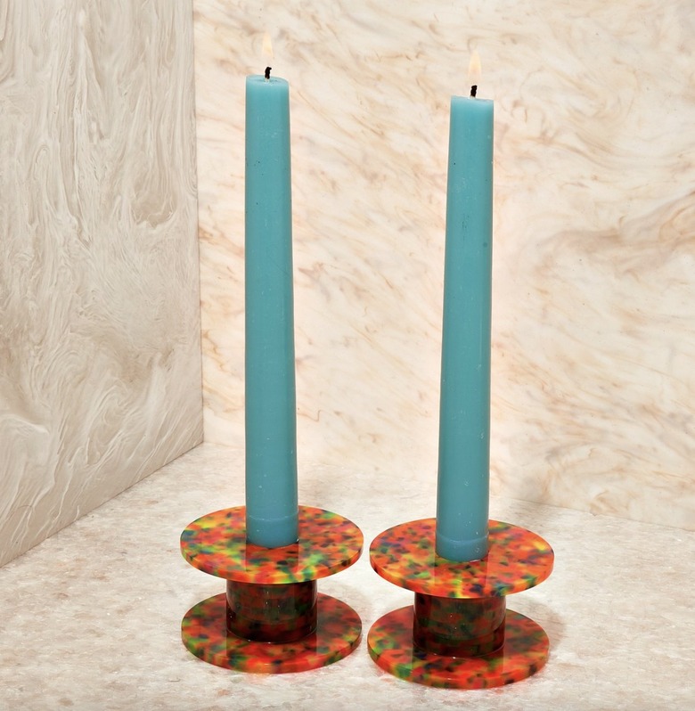 edie parker candlestix holder in party tortoise