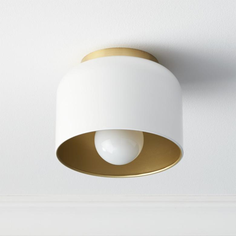 matte white flush mount with gold interior