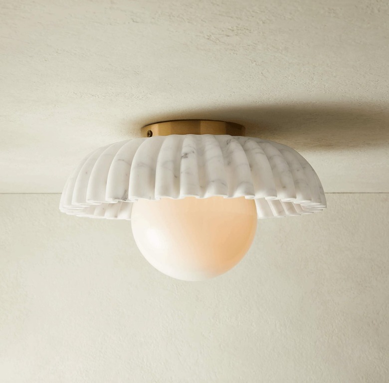 Marble fluted flush mount light.