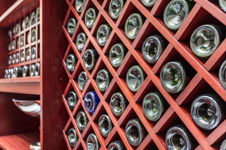 Wine bottles on the shelves