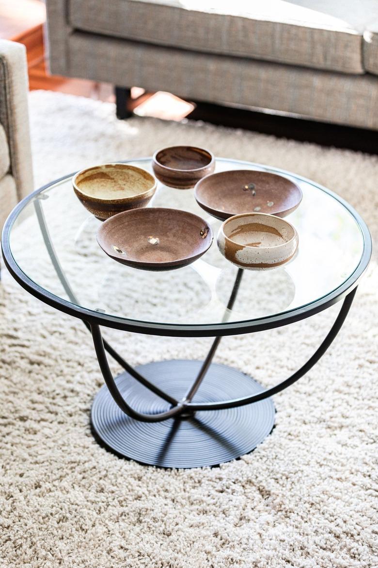 Bowls on a glass table