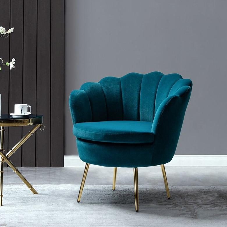 Dark teal scalloped chair